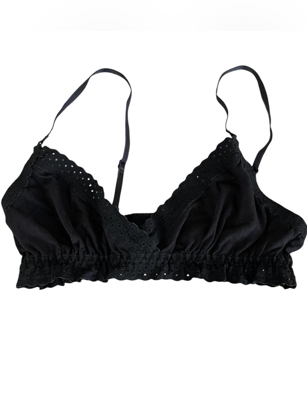 Hanky Panky Size XS Organic Black Cotton Bralette 797611 New With Tags